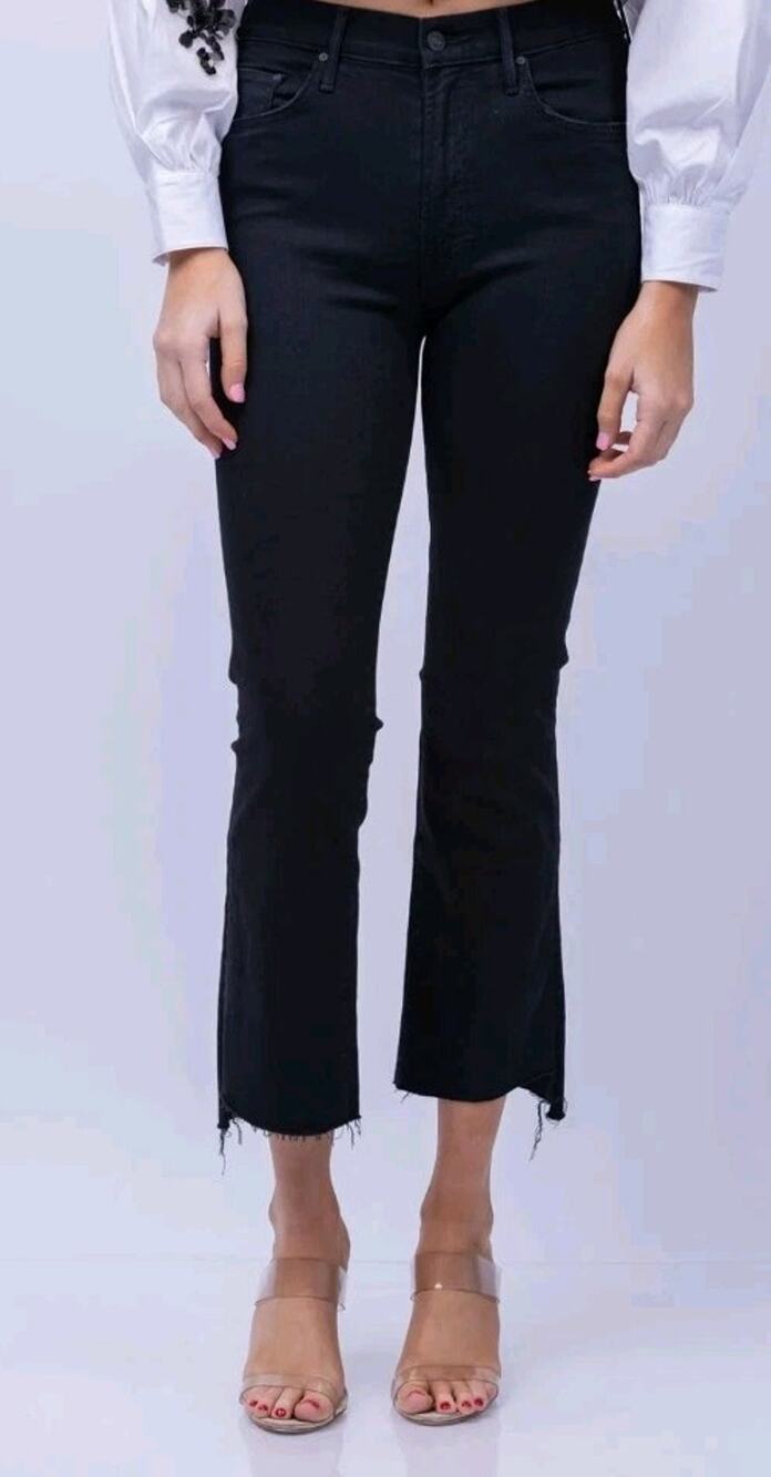 MOTHER The Insider Crop Step Fray Jeans Not Guilty Black 1157-180 Size 26